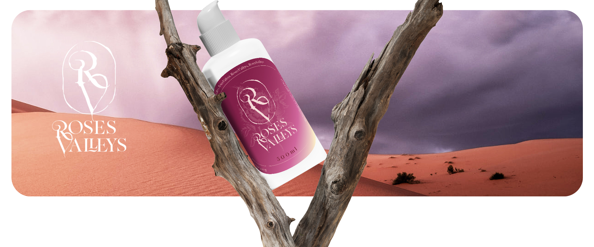 Roses Valleys bottle between desert branches